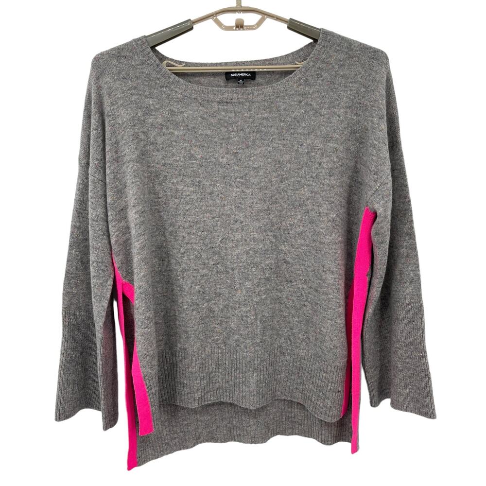 525 America Womens 100% Cashmere Sweater Oversized Gray Pink Size Xl